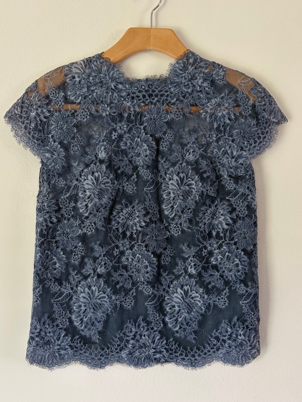 Ermanno Scervino Made In Italy Blue Lace Short Sleeve Blouse